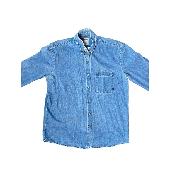 Vintage Dickies Oversized Jean Button Down Shirt Size Large - Picture 8 of 12